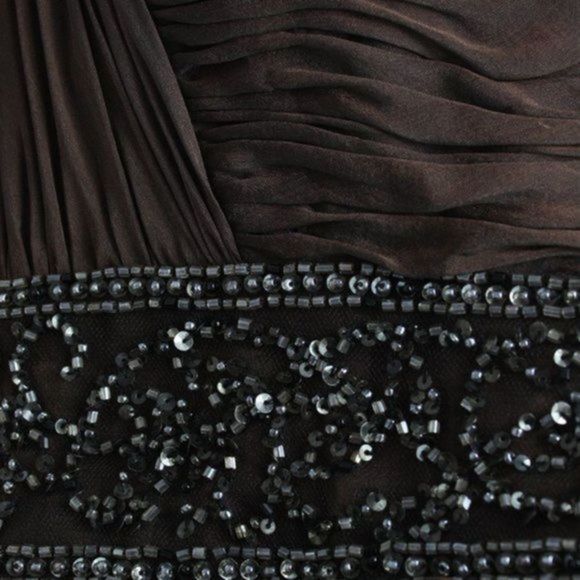 LIANCARLO COUTURE Beaded Brown Silk Long Evening Gown Size 8 - Picture 8 of 9